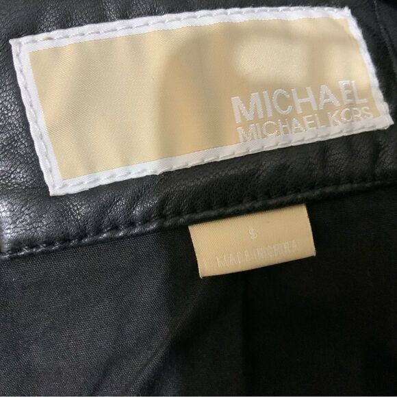 MICHAEL Michael Kors Leather Moto Jacket Front Zip Leather Jacket - Picture 12 of 15